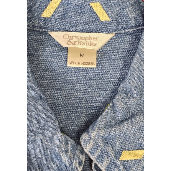 Vtg‎ Christopher & Banks Womens M Denim Vest W/Shirt Multi Embroidered Artsy Zip - Picture 5 of 13